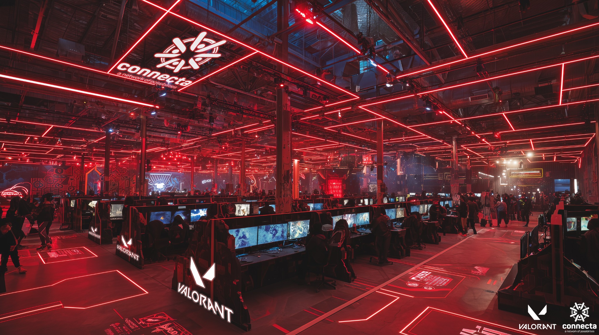 Valorant gaming arena illuminated in red