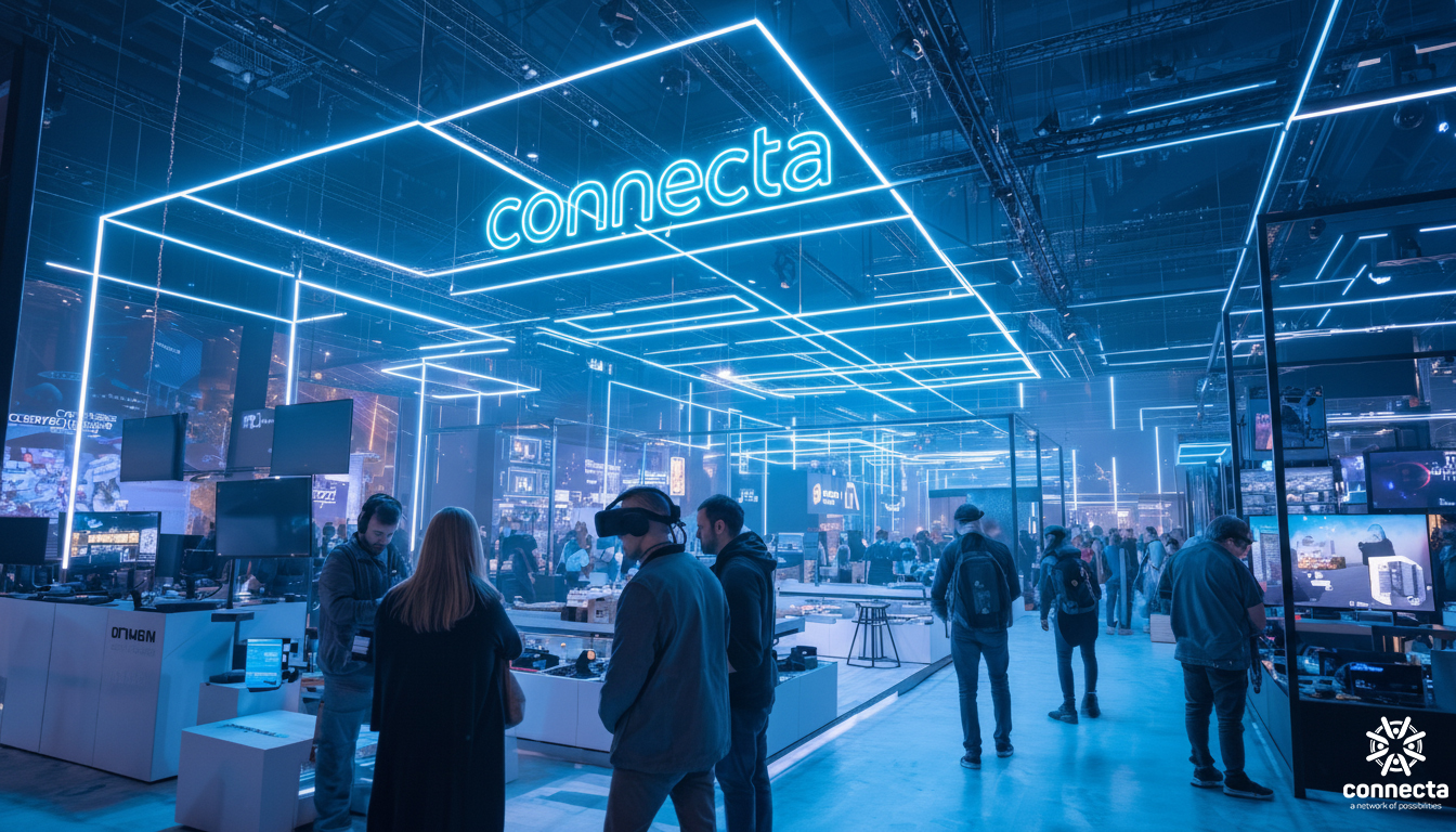 Visitors exploring virtual reality at Connecta