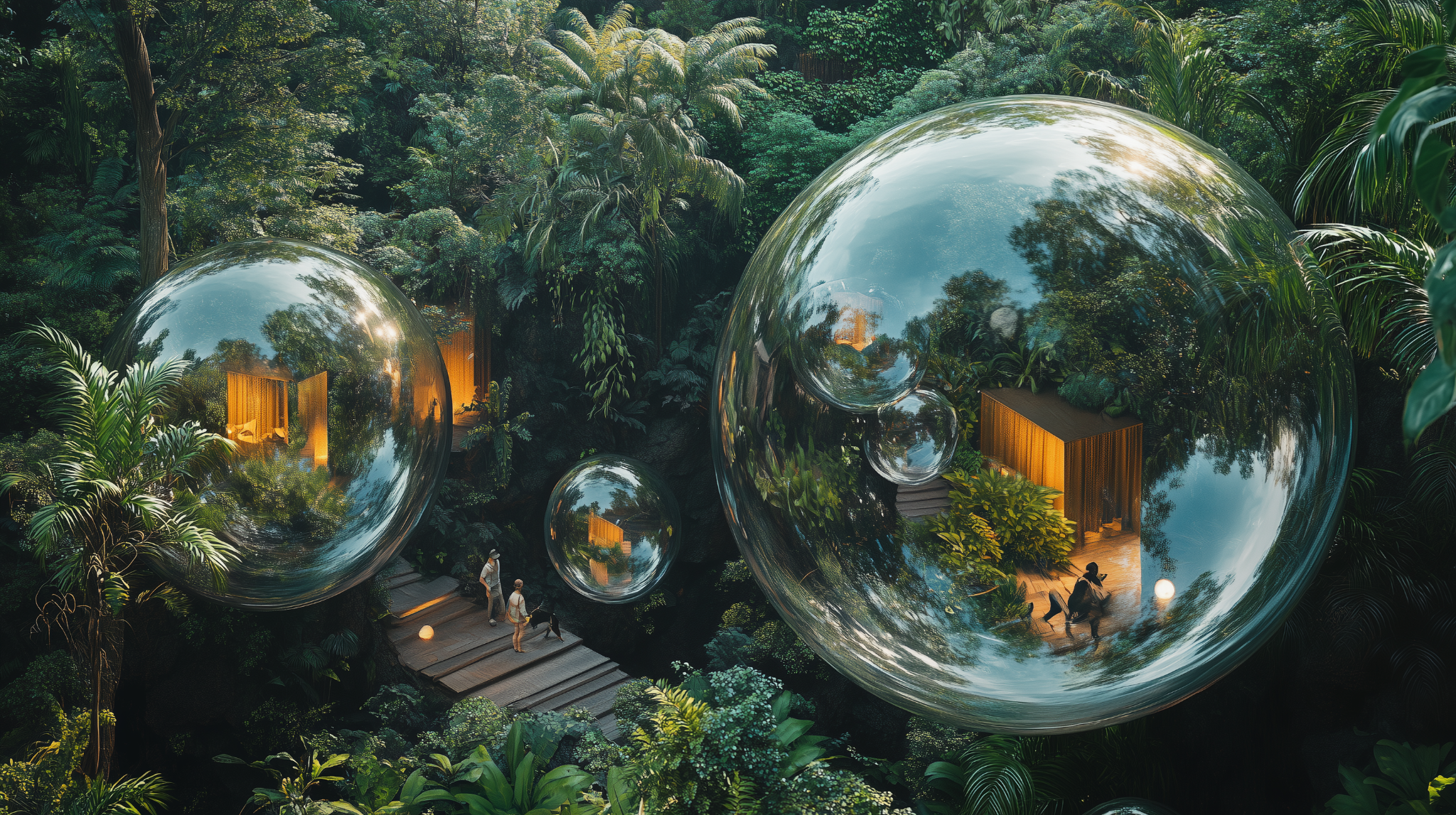 Large reflective habitats nested among tropical trees