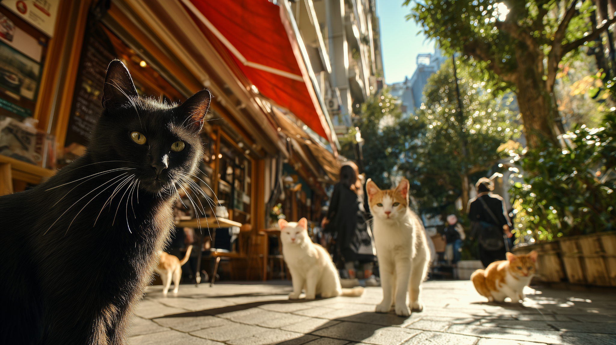 Luna among a community of city cats