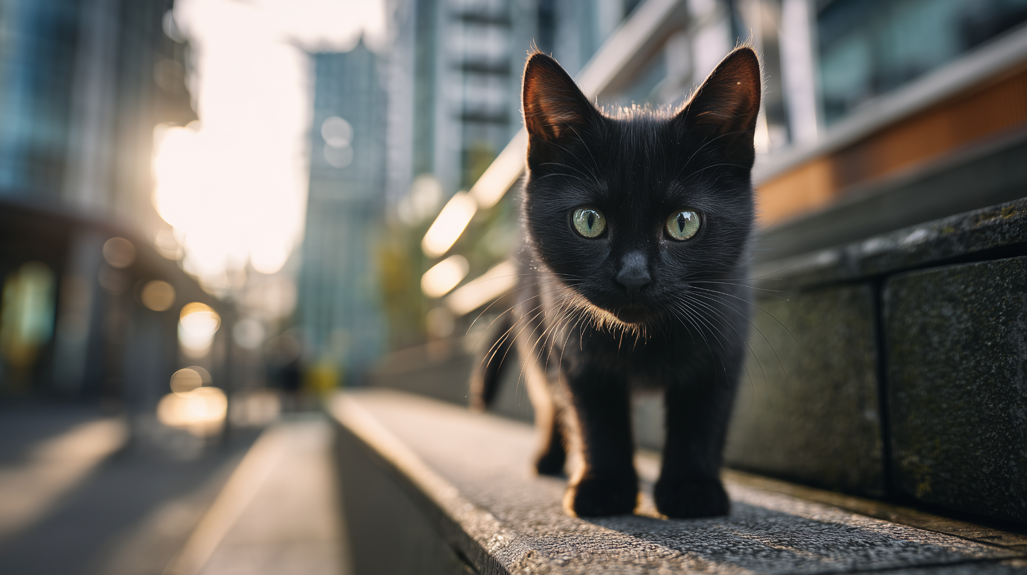 Luna climbing a city step